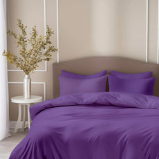 Imperial Purple 210 TC Cotton Bedsheet for King Size Bed with 2 Pillow Covers - Soft & Breathable Plain King Bed Sheet, 104 x 104 Inches