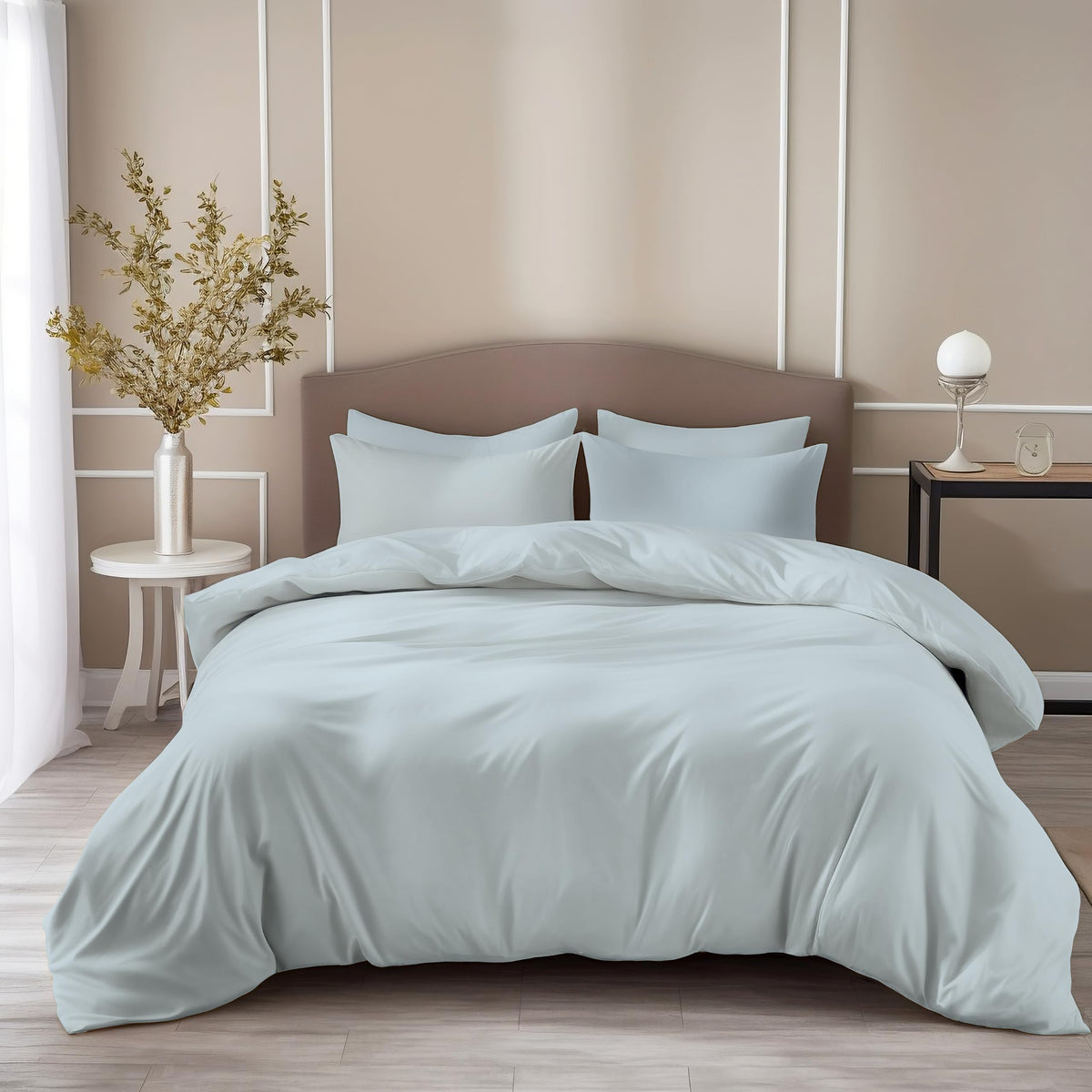 Loreto Icy Blue King Bedsheet | 210 TC | 100% Cotton | 104 x 104 Inches - main product image