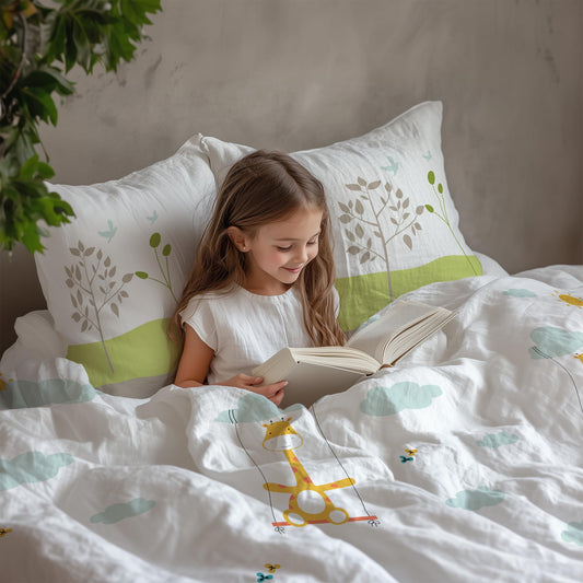 Playful Pals Double Bedsheet - 186 TC 100% Cotton with 2 Pillow Covers (90 x 90 Inches)