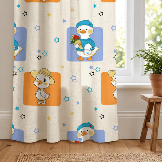 Playful Ducks Door Curtain - Cotton Set of 1 (4 x 7 ft)