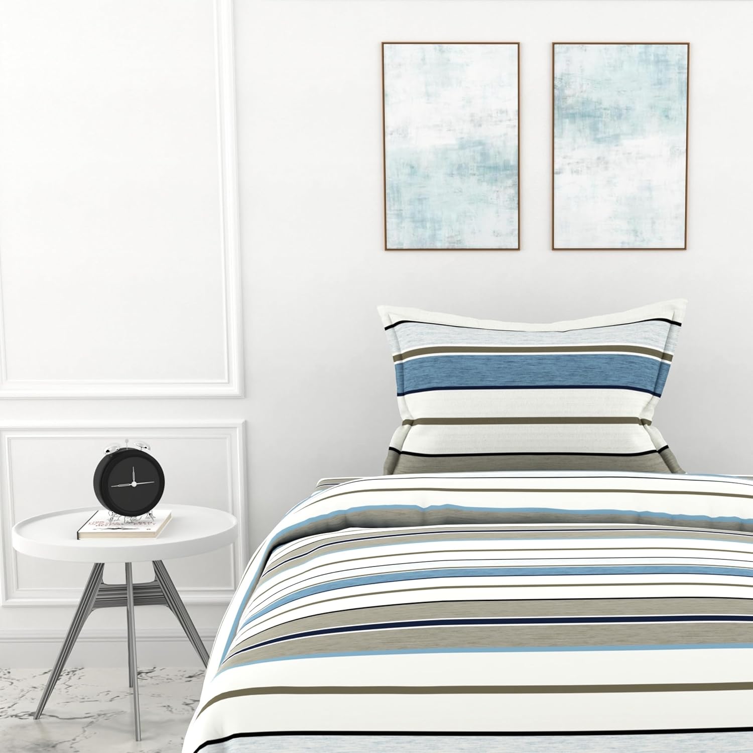 Classic Stellar Striped 100% Cotton Flat Single Bedsheet, 144 TC