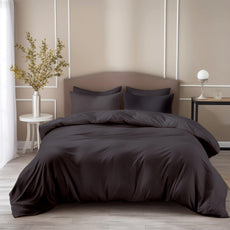 Loreto Cotton King Bedsheet | Deep Charcoal Purple 210 TC Cotton for Size Bed with 2 Covers - Soft & Breathable Plain Bed Sheet, 104 x 104 Inches