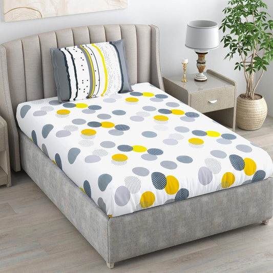 Tender Shoots Design 100% Cotton Flat Single Bedsheet, 144 TC