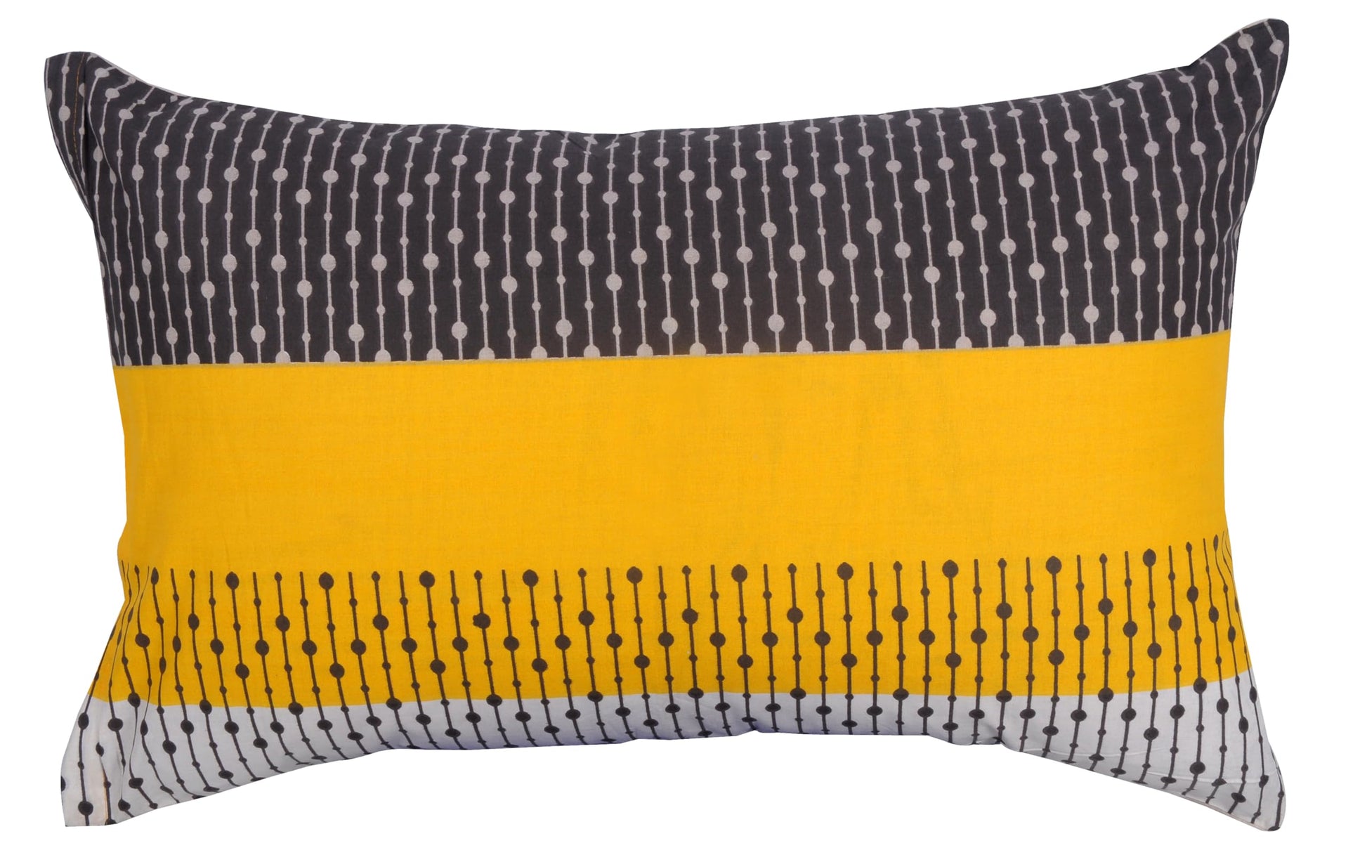 Modern Geometric Yellow 144 TC Cotton Pillow Cover Set of 2 - Soft, Breathable & Durable (17 x 27 Inches)