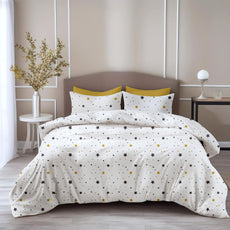 Black & Gold Stars Double Bedsheet - 210 TC 100% Cotton with 2 Pillow Covers (90 x 90 Inches)