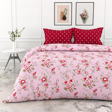 Loreto Cotton Double Bedsheet | Pink Floral