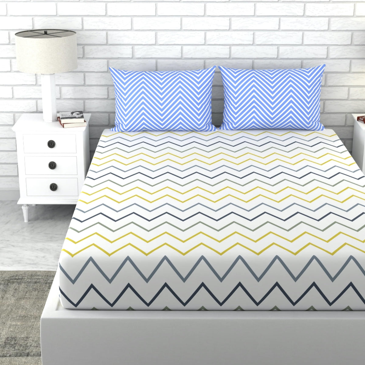 Loreto Multi Colour Double Bedsheet | 180 TC | 100% Cotton - main product image
