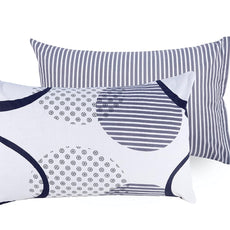 Loreto Cotton Standard Pillow Cover | Dark Grey and White Circle
