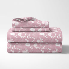 Blush Pink Vine Blooms Soft & Breathable 100% Cotton Flat Single Bedsheet, 144 TC