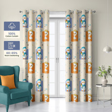 Playful Ducks Door Curtain - Cotton Set of 2 (4 x 7 ft)