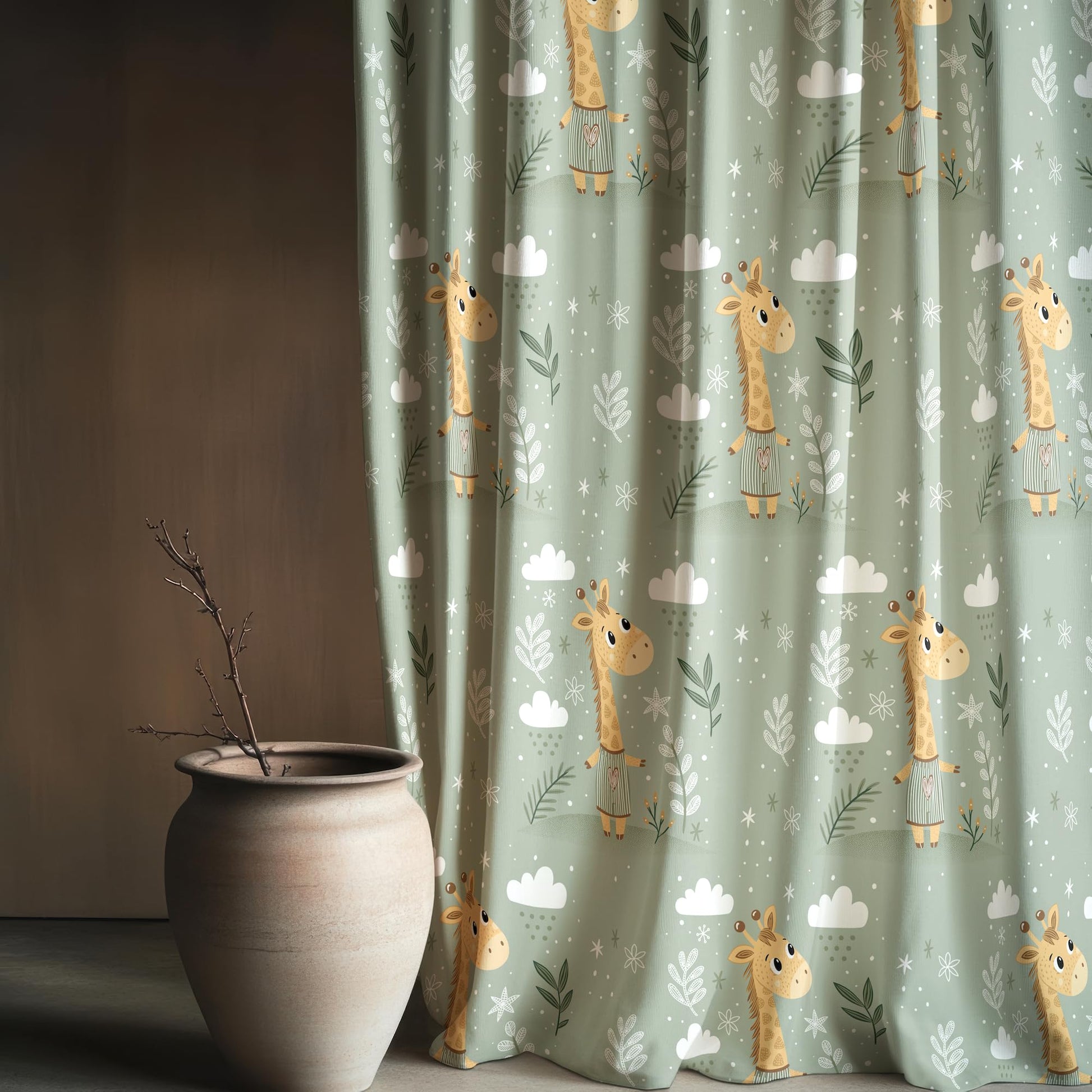 Jungle Giraffe Door Curtain - Cotton Set of 1 (4 x 7 ft)