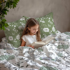 Sage Green Floral Harmony Soft & Breathable 100% Cotton Flat Double Bedsheet, 144 TC