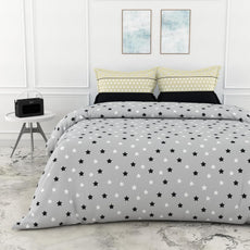 Loreto Cotton Double Bedsheet | Grey Slate Midnight Stars