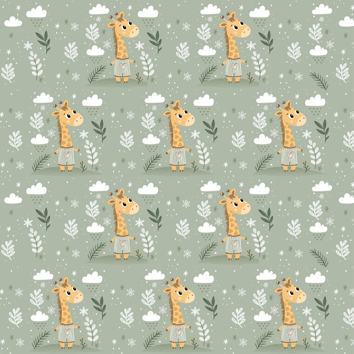 Jungle Giraffe Window Curtain - Cotton Set of 1 (4 x 5 ft)
