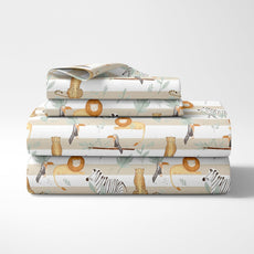 Jungle Beige & Green Adventure Soft & Breathable 100% Cotton Flat Double Bedsheet, 144 TC