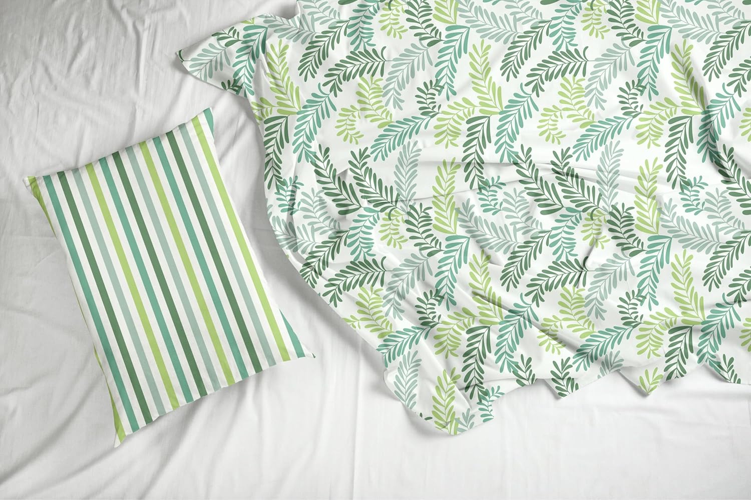 Green Leafy Haven 100% Cotton Flat Double Bedsheet, 144 TC
