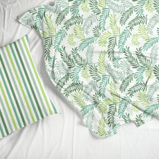 Green Leafy Haven 100% Cotton Flat Double Bedsheet, 144 TC
