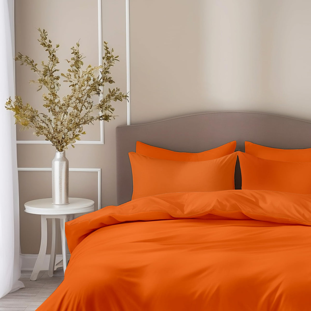 Loreto Flame Orange King Bedsheet | 210 TC | 100% Cotton | 104 x 104 Inches - main product image