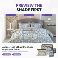 Royal Parrot Flora Print Blue 100% Cotton Double Bedsheet with 2 Pillow Covers, 144 TC, 88 x 90 Inches