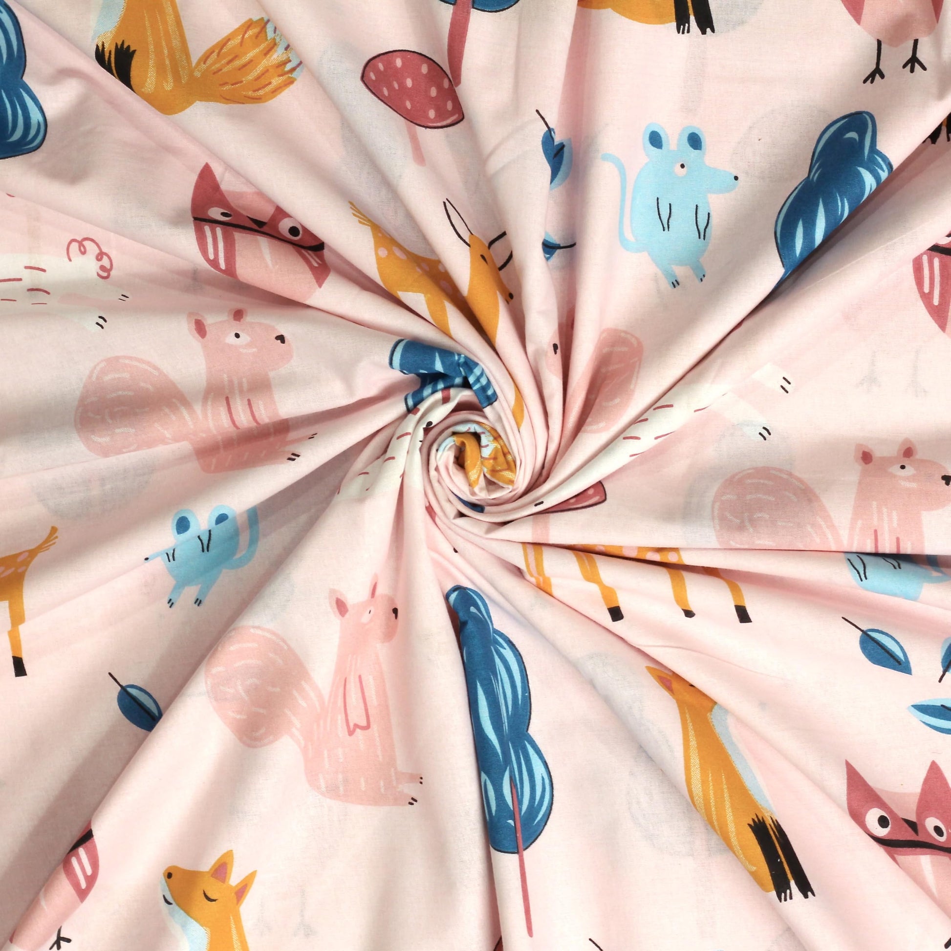 Peach Baby Animals 100% Cotton King Size Bedsheet 104 x 104 Inches with 2 Pillow Covers | Soft & Breathable 144 TC Kids Print