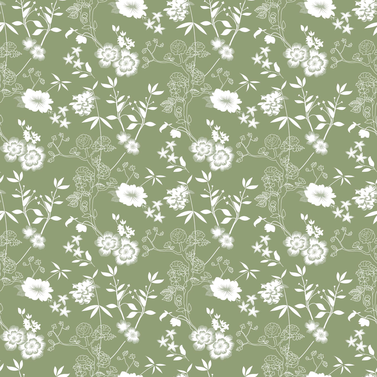 Loreto Olive Green Floral Whisper Single Fitted Bedsheet | 144 TC | 100% Cotton | Fits 72 x 36 Inches | 8 Inch Pocket