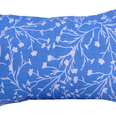 Blue Botanical & Beige Texture 144 TC Cotton Pillow Cover Set of 2 - Soft, Breathable & Durable (17 x 27 Inches)