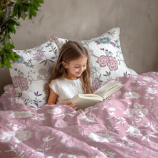 Soft Pink Florals Soft & Breathable 100% Cotton Flat King Bedsheet, 144 TC