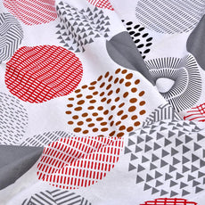 Red and Black Geometric Circle 100% Cotton Flat Single Bedsheet, 144 TC