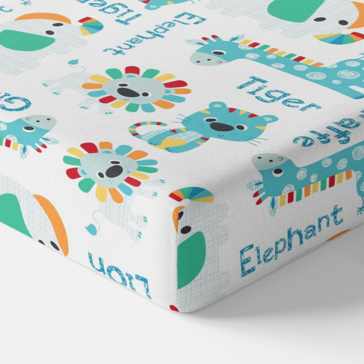 Rainbow Animal Parade 100% Cotton Double Fitted Bedsheet with 2 Pillow Covers, 144 TC, 78 x 60 Inches