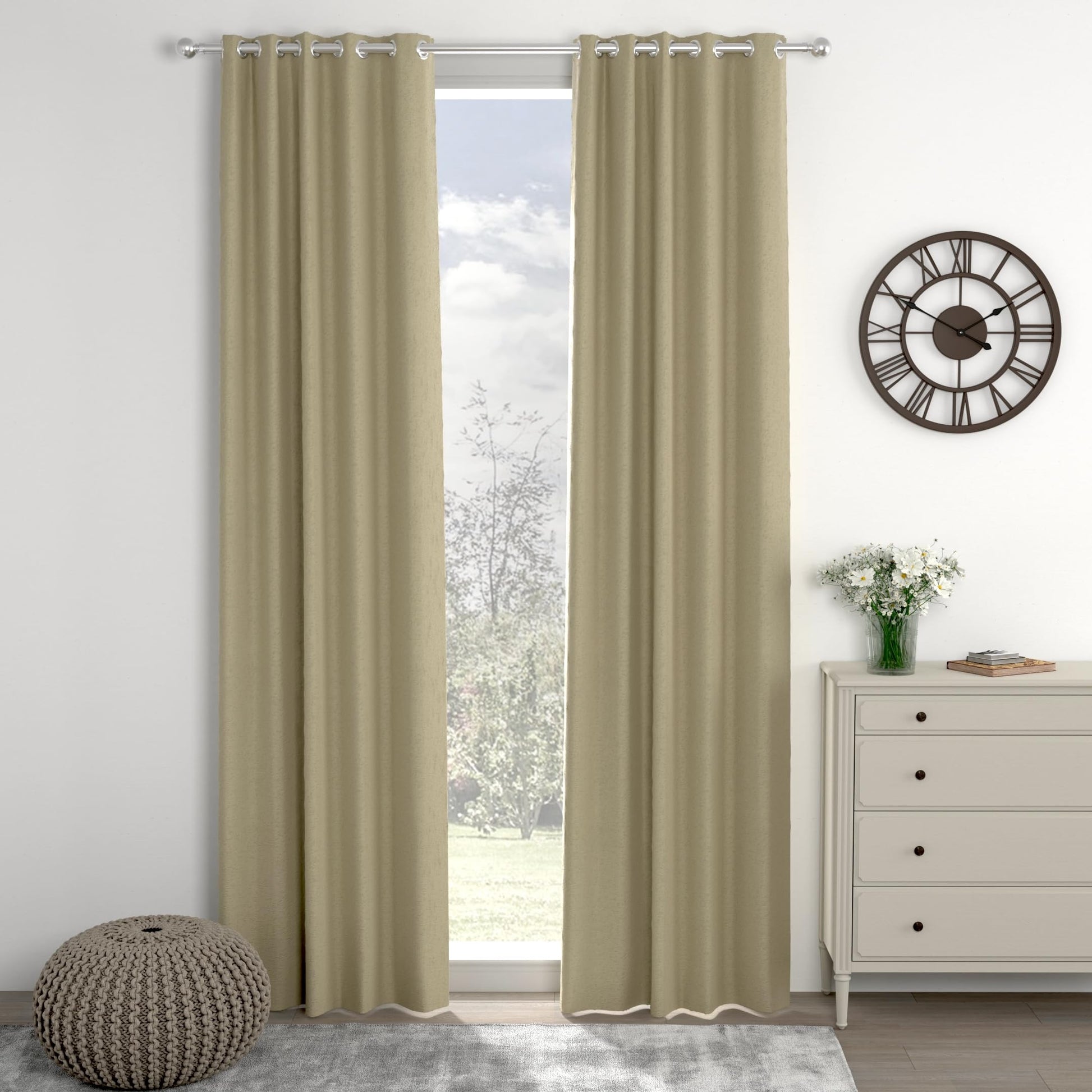 Light Khaki Door Curtain - Blackout Set of 1 (4 x 7 ft)