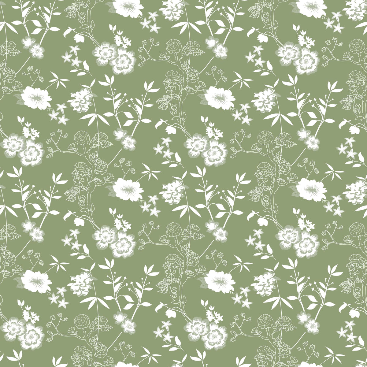 Green Floral Elegance 144 TC 100% Cotton Elastic Fitted Single Bedsheet with 1 Pillow Cover - 78 x 36 Inches