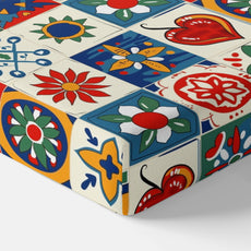 Red & Cobalt Blue Geometric 100% Cotton Elastic Fitted Bedsheet for King Size Bed 78 x 72 Inches with 2 Pillow Covers - Soft & Breathable 144 TC