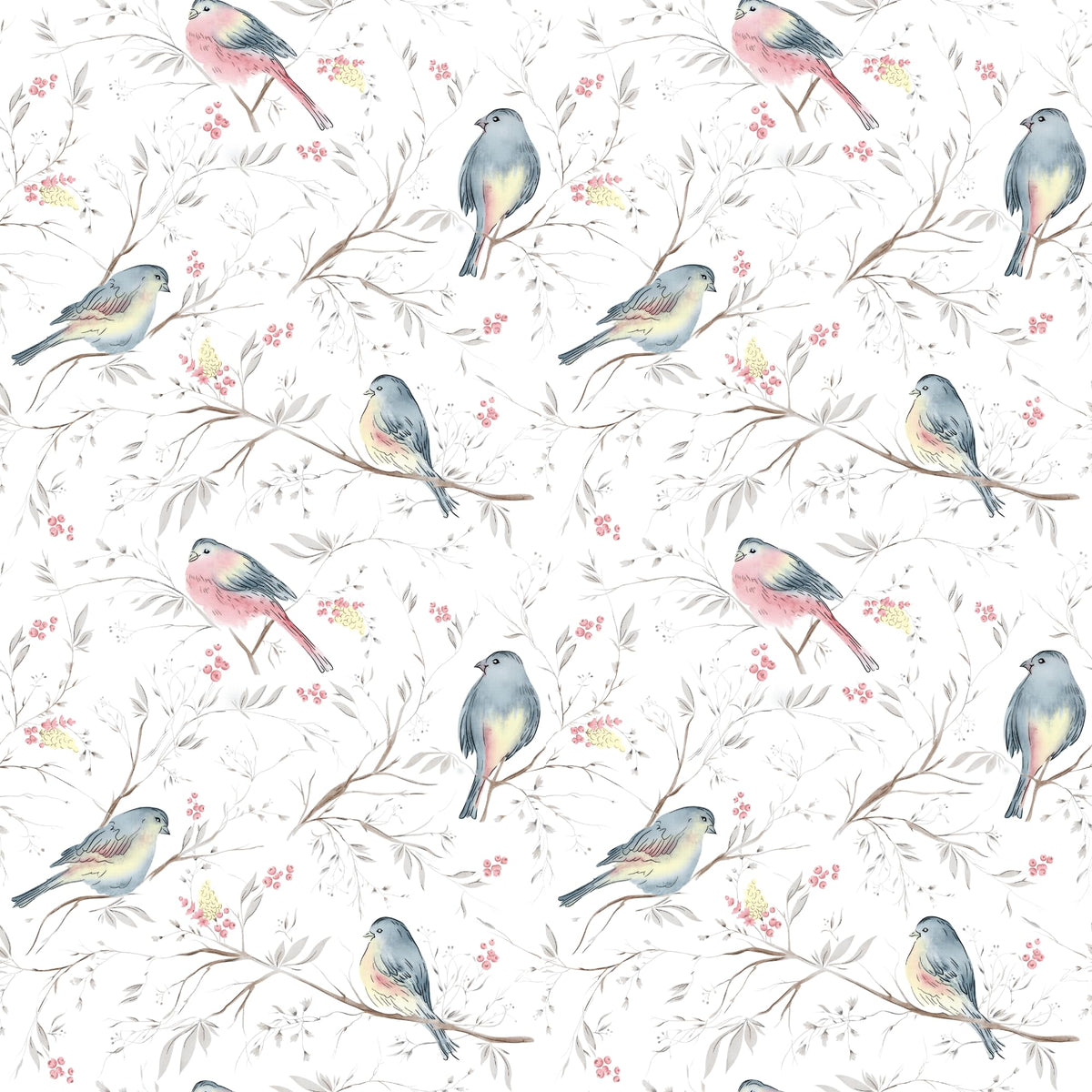Blush Pink & Blue Bird 186 TC Cotton Fitted King Size Bedsheet with 2 Pillow Covers - 78 x 72 Inches | Soft, Breathable & All-Around Elastic