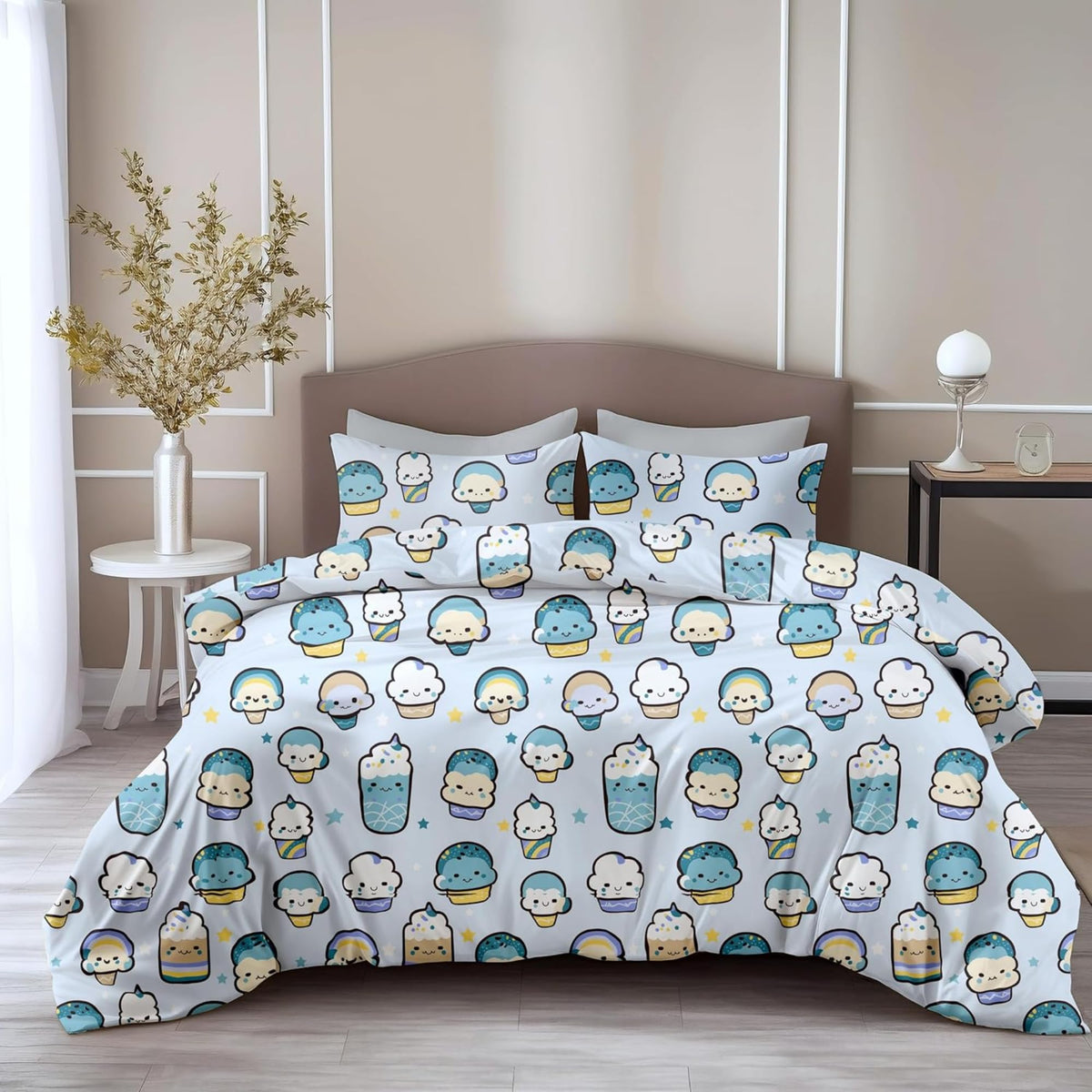 Loreto Cotton Double Bedsheet | Kawaii Pastel Sky Drinks Soft & Breathable