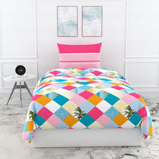 Loreto Cotton Single Bedsheet | Pink Checkered