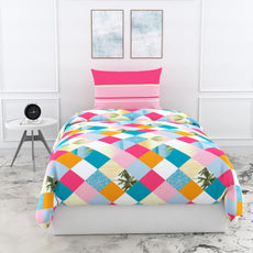 Loreto Cotton Single Bedsheet | Pink Checkered