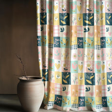 Pastel Garden Window Curtain - Cotton Set of 2 (4 x 5 ft)