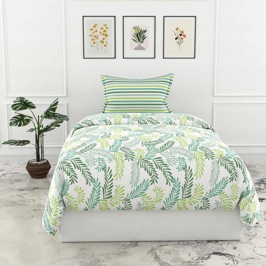 Loreto Cotton Single Bedsheet | Green Leafy Haven