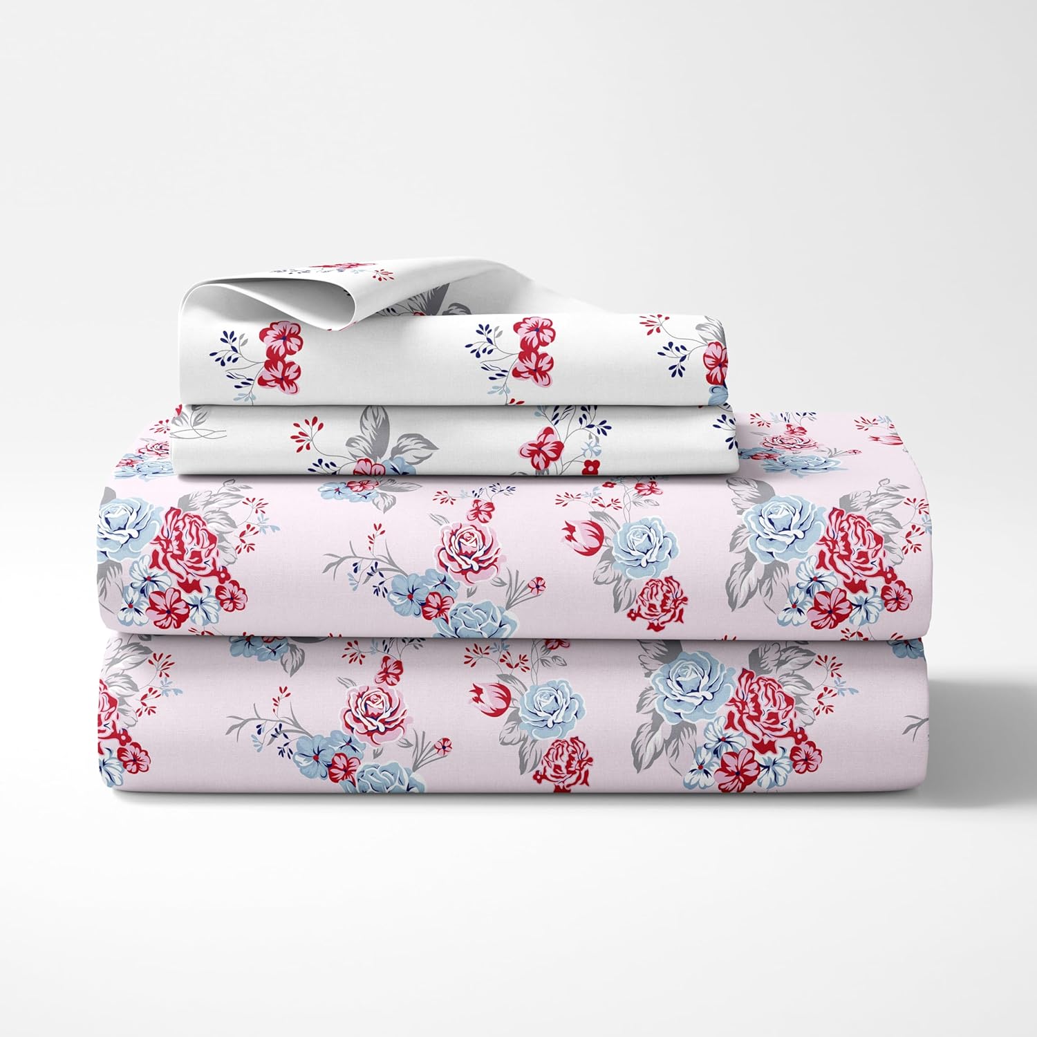 Pinky Rose 100% Cotton Flat Single Bedsheet, 186 TC