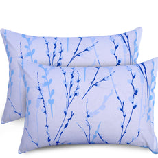 Loreto Cotton Pillow Cover | Blue Botanical Vine 144 TC Cotton Set of 2 - Soft, Breathable & Durable (17 x 27 Inches)