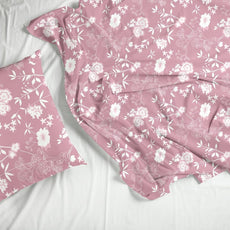 Blush Pink Vine Blooms Soft & Breathable 100% Cotton Flat King Bedsheet, 144 TC