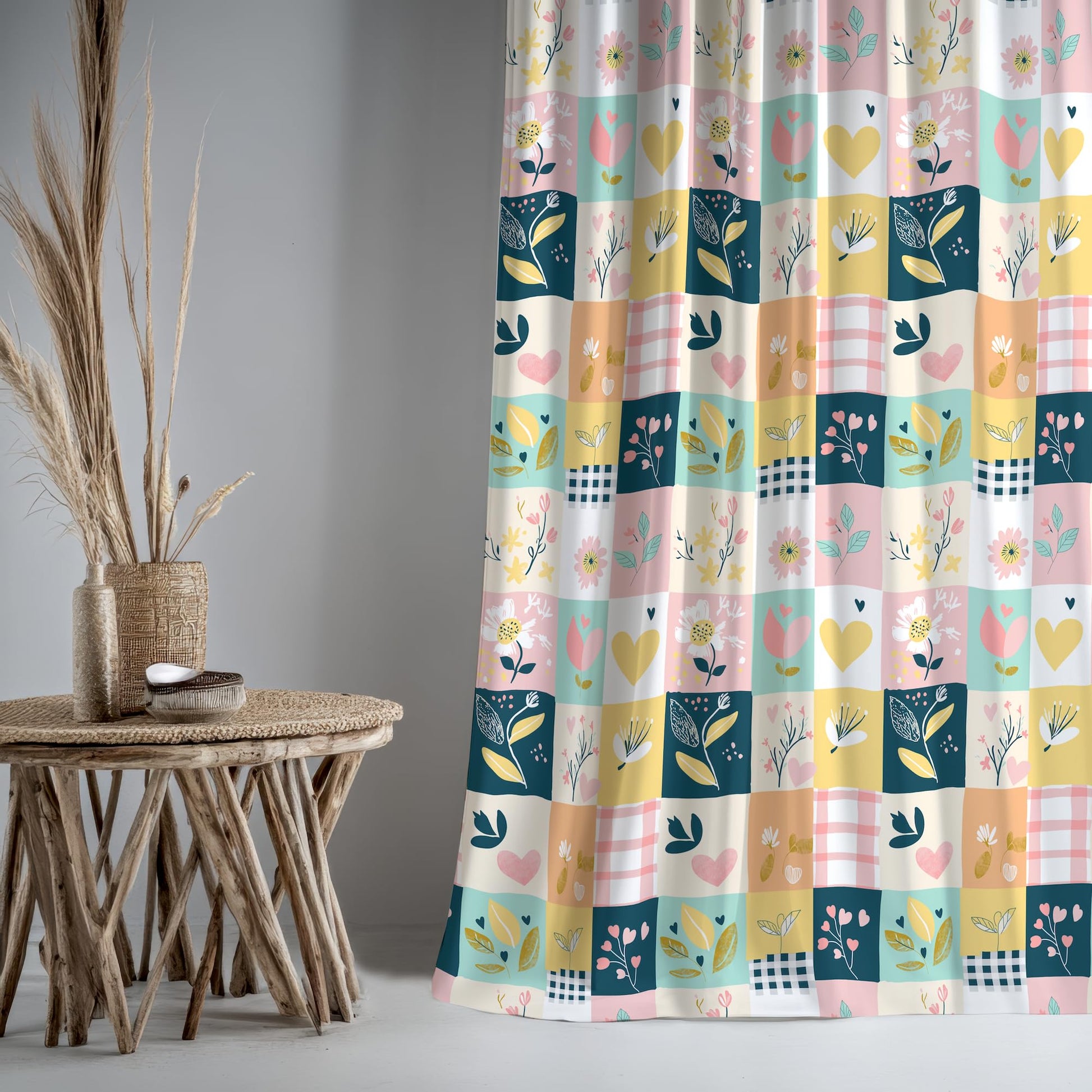 Pastel Garden Door Curtain - Cotton Set of 2 (4 x 7 ft)