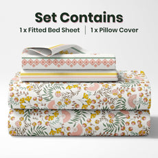 Ditsy Fresh Floral 144 TC 100% Cotton Elastic Fitted Single Bedsheet with 1 Pillow Cover - 78 x 36 Inches