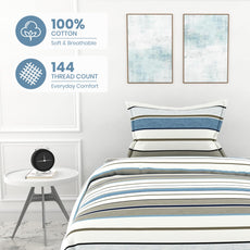 Classic Stellar Striped 100% Cotton Flat Single Bedsheet, 144 TC