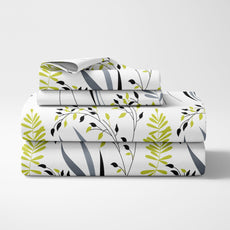 Olive & Charcoal Trail 100% Pure Cotton Double Bedsheet with 2 Pillow Covers, 186 TC, 90 x 108 Inches
