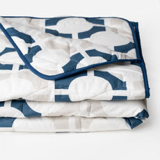 Colonial Blue Matrix 100% Cotton Reversible Comforter for Single Bed | 150 GSM Lightweight Winter Quilt | AC Blanket 54