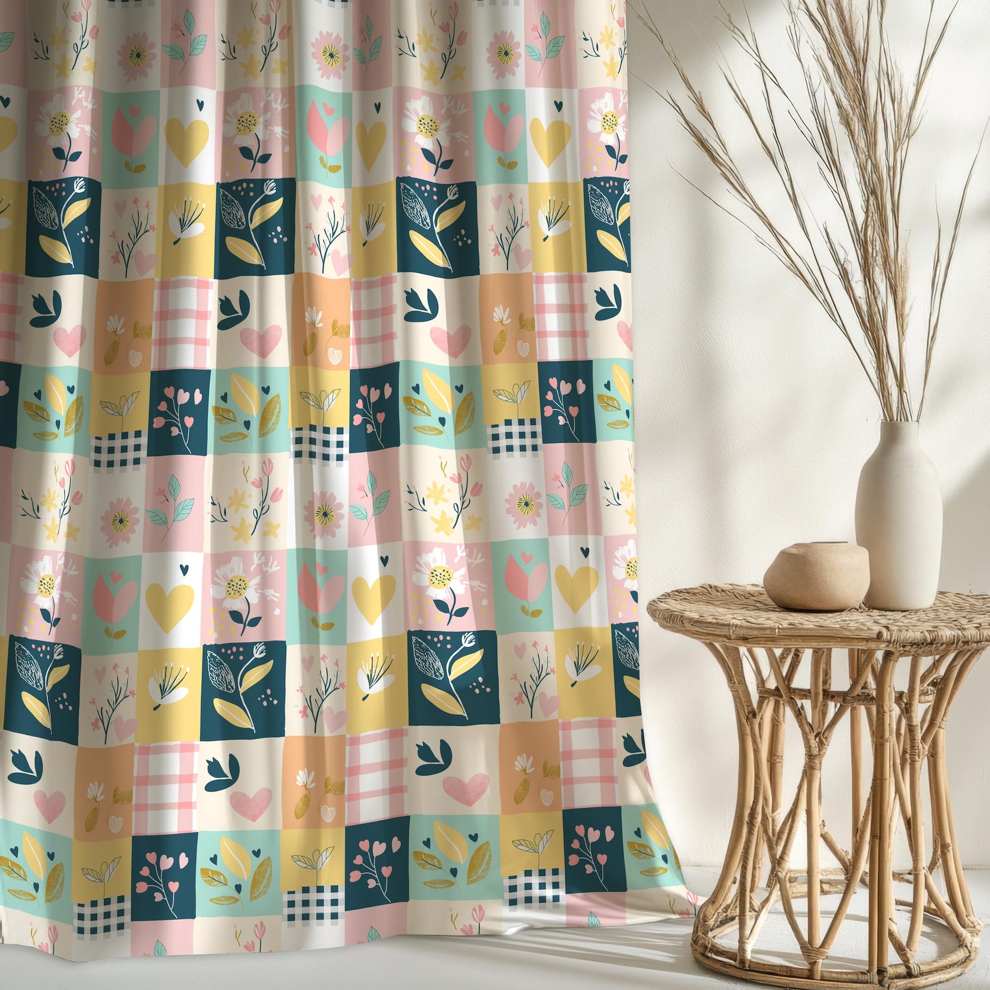 Pastel Garden Door Curtain - Cotton Set of 1 (4 x 7 ft)