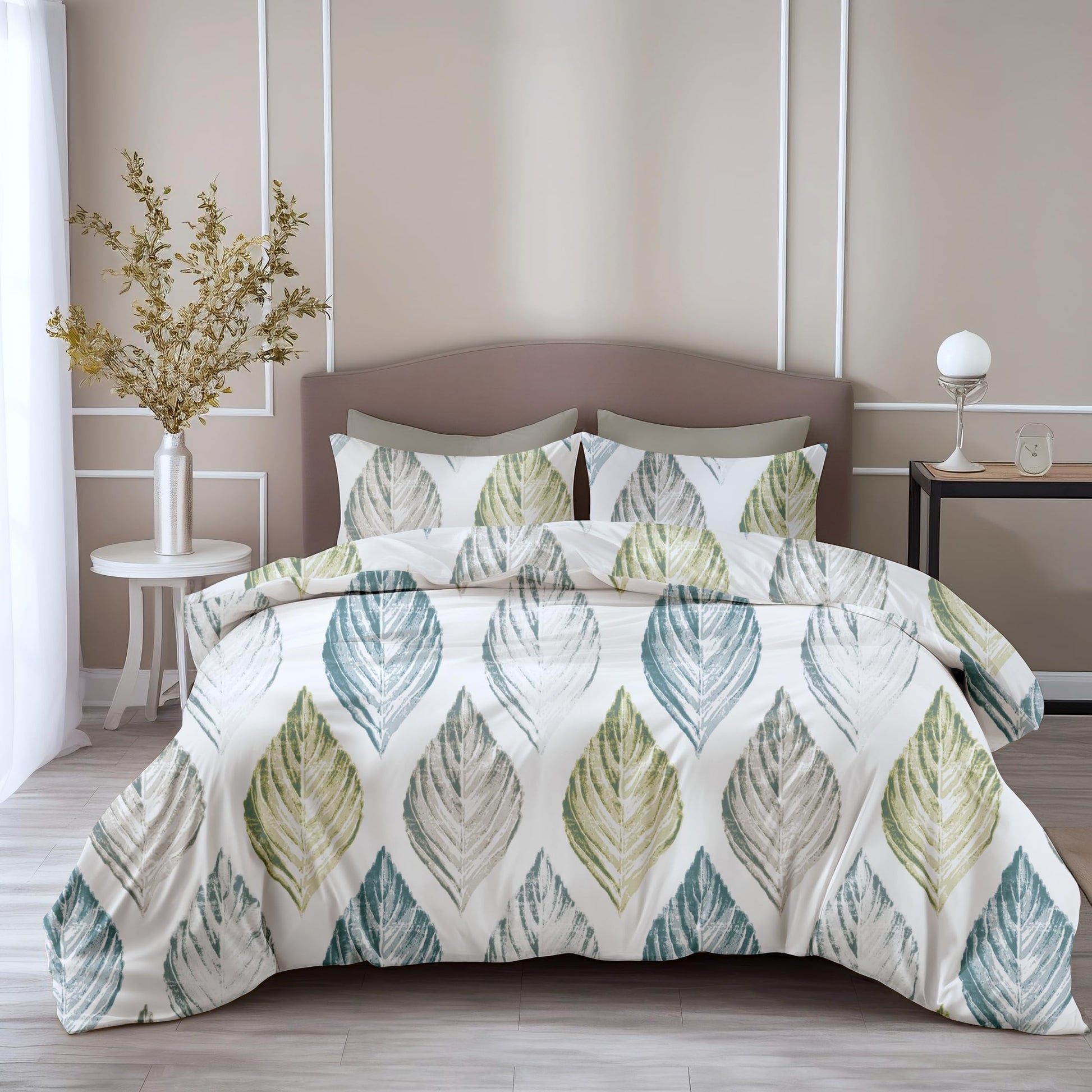 Teal Blue & Green 100% Pure Cotton Double Bedsheet, 186 TC, 90 x 108 Inches, Soft & Breathable with 2 Pillow Covers