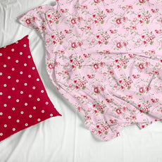 Pink Floral 100% Cotton Flat Double Bedsheet, 144 TC