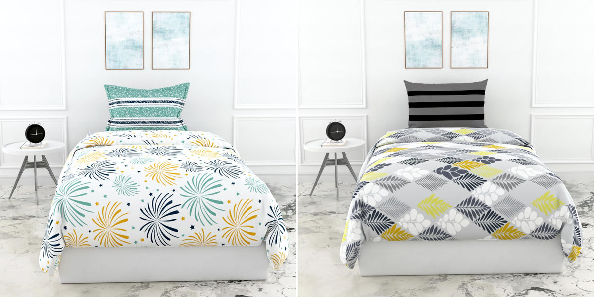 Loreto Yellow Blossom Single Bedsheet | 144 TC | 100% Cotton - main product image